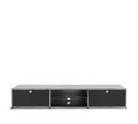 Lowboard USM noir graphite largeur 3 casiers porte tiroir/espace ouvert/porte abattante av 228x39x53 cm
