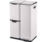 LoXa – Poubelle Cairo 60 L – 3 compartiments –à pédale – Soft-close – Anti-traces – Crème – Avec poignées – Hygiénique – Durable