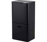 LoXa – Poubelle Vanessa 60 L – 3 compartiments – Couvercle à pression – Filtre anti-odeurs – Anti-traces – Avec roulettes – Durable – Design moderne