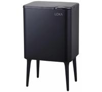 LoXa Poubelle Venice Slim 36L noire – Poubelle étroite avec filtre anti-odeur