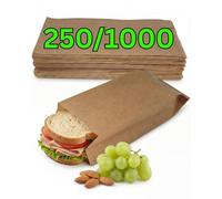 Loxato 250 Sachets Papier Kraft Alimentaire Sandwich - Marron 10x5,5x25 cm | Sac Papier Sandwich, Emballage Boulangerie, Pâtisserie, Bonbon, Café, Pochette Kraft, Contact Alimentaire