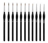 loxeu 11 Pcs Détail Pinceaux pour Acrylique Aquarelle Miniature Modélisme | Ongles Faciale Peinture Huile et Gouache Peinture Numéros, Ldéal pour des Minutieux et Finition, incluant Rond Filbert Rigger