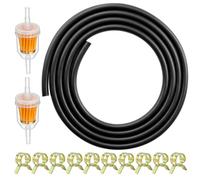 loxeu Tuyau de Carburant 5mm 2m avec 2 Filtres 10 Colliers de Serrage | Tuyau de Carburant en Caoutchouc pour Essence Diesel Huile Moto Tondeuse Tracteur Générateur Petits Moteurs Durite Essence