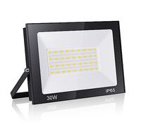 loyal 30W 3000LM Projecteur LED, Blanc Chaud 3000K Super Lumineux Spot Extérieur, Lumière de Sécurité IP65 Étanche Verre Trempé à Grain Fin, Floodlight pour Entrée Terrasse Square Usine