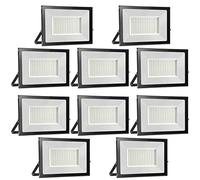 loyal Lot de 10 spots LED d'extérieur 100 W, haute luminosité 10 000 lm Projecteur LED extérieur éclairage 3000 K blanc chaud, lumière de sécurité étanche IP65, lampe LED murale plafond pour jardin