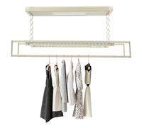 LOYEMAADE Séchoir à linge suspendu au plafond avec télécommande, hauteur réglable, séchoir à linge vertical, peu encombrant avec éclairage LED
