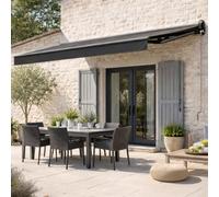 Lozio store banne motorisé 2,95 x 2,5 m en aluminium avec toile gris