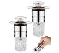 LOZTBUE 2 pcs Bouchon Baignoire,Bouchons pour baignoire,Bonde Lavabo Universel avec Filtre,Bouchon de Lavabo Pop-Up,Bouchon de Vidange,Salle de Bain Accessoire pour Baignoire Cuisine Bain,34-40mm