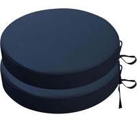 LPeMYbLi Coussin de siège de Patio imperméable, Ensemble de 2 Coussins de Chaise de Bistro Ronds avec Attaches et Housses Amovibles for mobilier d'extérieur(Blue,35x5cm 2pcs)