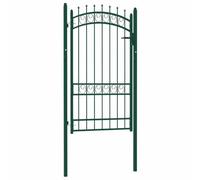 LPERTGFHU EMMEN Portail de jardin en acier avec pointes et serrure Vert 103 | Poteaux et charnières inclus, revêtement en poudre résistant à la rouille