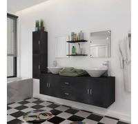 LPERTGFHU Ensemble de meubles de salle de bain 11 pièces avec lavabo et | Design peu encombrant, comprend des armoires murales et des bassins en céramique