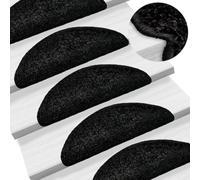 LPERTGFHU Lot de 15 tapis d'escalier semi-circulaires - Noir - 56 x 17 x 3 | Protection de marchepied pour escaliers, antidérapante et insonorisante, montage facile