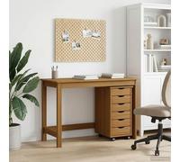 LPERTGFHU Moss Set Bureau avec bac à roulettes Marron miel 112 x 50 cm Table de travail en bois de pin avec 6 tiroirs pour bureau à domicile
