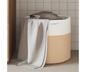 LPERTGFHU Panier de rangement en corde de coton, panier à linge, diamètre | Design durable, comprend deux poignées de transport, pliable lorsqu'il n'est pas utilisé