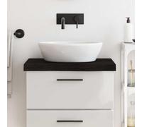 LPERTGFHU Plateau de lavabo en bois massif - 60 x 60 cm - Marron foncé - Étagère de salle de bain avec bord naturel - Fabriqué à la main - Robuste