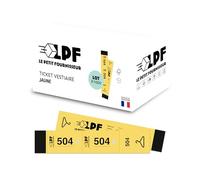 LPF LE PETIT FOURNISSEUR - 1000 Tickets Vestiaire détachables en 3 Parties (3x19cm) - Perforation pour cintre - Papier Cartonné Épais 160g/m² - Numérotés 1-1000 - Fabriqué en France - Jaune
