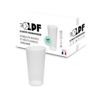 LPF LE PETIT FOURNISSEUR - 50 Gobelets réutilisables 33cl (40cl Max) - Polypropylène plastique alimentaire rigide - Compatible lave-vaisselle - Givré