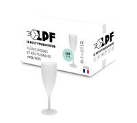 LPF LE PETIT FOURNISSEUR - Lot de 10 Flûtes à champagne réutilisables 12cl (15cl max) - Polypropylène plastique alimentaire - Verre à champagne durable - Compatible lave-vaisselle - Couleur givrée