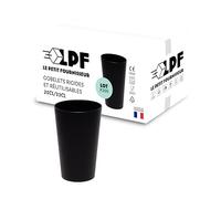 LPF LE PETIT FOURNISSEUR - Lot de 200 Gobelets réutilisables 25cl (33cl à ras-bord) - Polypropylène (PP) alimentaire rigide - Gobelets plastique durables - Compatible lave-vaisselle - Couleur Noire