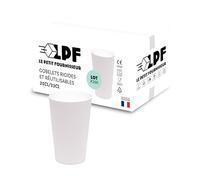 LPF LE PETIT FOURNISSEUR - Lot de 200 Gobelets réutilisables 25cl (33cl à ras-bord) - Polypropylène (PP) alimentaire rigide - Gobelets plastique durables - Compatible lave-vaisselle - Couleur Blanche