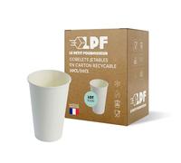 LPF LE PETIT FOURNISSEUR - Lot de 500 Gobelets jetables en Carton Kraft 30-35cl - Recyclable et Biodégradable - Gobelets café, thé, boissons chaudes et froides - Résistant à la chaleur - Couleur Blanc