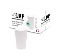 LPF LE PETIT FOURNISSEUR - Lot de 500 Gobelets réutilisables 25cl (33cl à ras-bord) - Polypropylène (PP) alimentaire rigide - Gobelets plastique durables - Compatible lave-vaisselle - Couleur Blanche