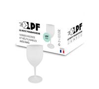 LPF LE PETIT FOURNISSEUR - Lot de 60 Verres à Vin réutilisables 25cl (30cl max) - Polypropylène plastique alimentaire rigide - Verre à pied à eau et vin - Compatible lave-vaisselle - Couleur Givrée