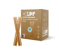 LPF LE PETIT FOURNISSEUR - Pailles Canne à Sucre 21cm - Réutilisables & Compostables - Sans Goût ni Odeur - Ne ramollie pas résistance 24h Boissons Froides - Sans Plastique - Lot 500 - Made in France