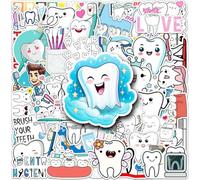 Lpitoy 50 Pièces Autocollants De Dent De Dessin Animé Autocollants De Graffiti Autocollant en Vinyle pour Ordinateur Portable Scrapbook Téléphone Bagages Décoration Autocollant Étanche
