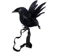 Lpitoy Corbeau Réaliste d'halloween avec Bandoulière, Statue De Corbeau en Plumes Noires, Décoration De Fête d'halloween, Accessoires pour Oiseaux pour Déguisement De Vacances