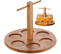 Lpitoy Plateau De Service en Verre De Bière, Dégustation De Bois, 6 Fentes, Vols De Bière, Échantillonneur, Plateau De Service, Ensemble De Service en Verre, Plateau De Service De Bière