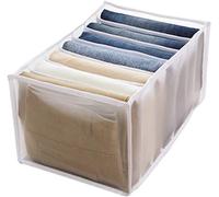 LPOQW Boîte de rangement de tiroir avec compartiments pour jeans, armoire, tiroir, cloison de séparation en maille, pour jean, blanche, 7 grilles