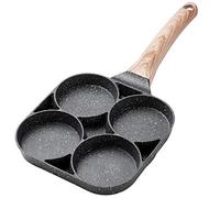 LQNB Poêle à Omelette à 4 Trous pour Les Oeufs Hamburger Jambon Pancake Maker PoêLes à Frire AntiadhéSives sans Huile-FuméE Petit DéJeuner Grill Wok