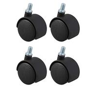 LQNB Roulette pivotante en plastique 8mm Tige filetee diametre de roue de 1,5 pouces 4 Pcs Noir