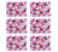 LQSYBHD 6 Pièces Panneau Mural Fleur Toile de Fond Murale de Fleurs Artificielles 3D Soie Rose Fleur Fond pour Decoration Mariage Fausse Flowers Vegetal Panneau Pour Décoration Salon(Color:rose clair)