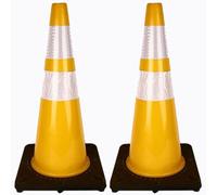 LQSYBHD Cône Signalisation Pylône Yellwow de 71 cm avec Collerette Réfléchissante et Base Noire,Cônes Robustes pour Parkings et Formation À La Conduite(Color:2pack)