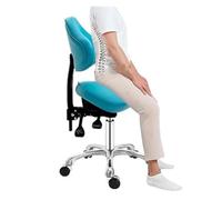 LQVAIPT Chaise de Selle hydraulique avec Dossier inclinable, Tabouret Roulant for Professionnels des Soins dentaires, de la beauté et du Massage, siège de Salon Robuste(Green)