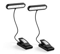 LQWELL®2× Lampe de Lecture 12 LED, Liseuse Clip Rechargeable, Protection des Yeux, 3 Températures de Couleur &10 Luminosités, Gradation Continue, 360° Cou Flexible (Noir,2 Pièces)