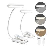 LQWELL®2× Lampe de Lecture 12 LED, Liseuse Lampe Clip Rechargeable, Protection des Yeux, 3 Températures de Couleur &10 Luminosités, Gradation Continue, 360° Cou Flexible (Blanc,2 Pièces)