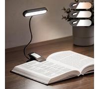 LQWELL® Lampe de Lecture 12 LED, Liseuse Clip Rechargeable, Protection des Yeux, 3 Températures de Couleur &10 Luminosités, Gradation Continue, 360° Cou Flexible (Noir,1 Pièce)