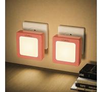 LQWELL® Veilleuse Pliable avec Capteur Crépusculaire, Veilleuse Luminosité Réglable, Lumière de Prise Automatique, Lumière d'Orientation Blanc Chaud pour Chambre d'Enfants Couloir (Rose, 2 Pièces)