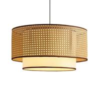 LQZCXMF Lustre Bohème En Rotin Avec Abat-jour En Tissu De Bambou, Suspension Tambour Unique À Une Lumière, 50 Cm (19,7 Po), Lanterne Tissée À La Main À Deux Couches Pour Salle À Manger, Chambre