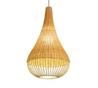 LQZCXMF Lustre En Rotin Tressé En Forme Larme, Luminaire En Bambou Naturel, 50 Cm Hauteur, Lanterne Rustique À Une Lumière, Suspension Style Restaurant Pour Chambre, Cuisine, Décoration Bohème