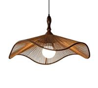 LQZCXMF Suspension De Restaurant, Luminaire Moderne De Style Wabi-sabi, Abat-jour Géométrique Monocouche, Lustre Artisanal, Couleur Noyer Rétro, Hauteur Réglable, Pour Comptoir Bar/salle À Manger