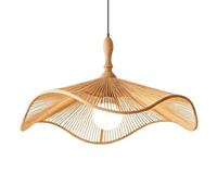 LQZCXMF Suspension De Restaurant, Luminaire Moderne De Style Wabi-sabi, Abat-jour Géométrique Monocouche, Lustre Artisanal, Couleur Noyer Rétro, Hauteur Réglable, Pour Comptoir Bar/salle À Manger