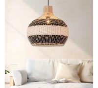 LQZCXMF Suspension En Rotin Multicolore De 50 Cm (19,7 Po) Pour Couloir | Suspension style campagnard, grande lampe suspendue style campagnard, lanterne en osier pour salle à manger ou îlot cuisine