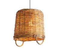 LQZCXMF Suspension En Rotin Pour Entrée, Style Ferme Wabi-sabi, Luminaire Vintage Industriel Pour Salle À Manger, Îlot De Cuisine, Hall D'entrée, Abat-jour Panier Côtier Unique (lot De 1)