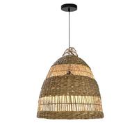LQZCXMF Suspension En Rotin Tressé Naturel, Lustre De Plafond Style Ferme, Lanterne Bohème En Bambou Tressé, Lampe Suspendue Rétro En Osier Pour Îlot De Cuisine, Salon Ou Salle À Manger - 50 Cm