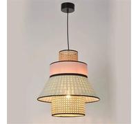LQZCXMF Suspension Pour Salle À Manger, Abat-jour En Bambou, Luminaire | Lustre créatif multicouche en bambou, abat-jour panier en bambou, suspension en lin style zen pour couloir ou salle à manger