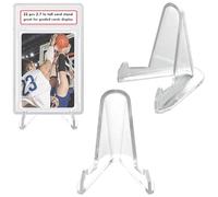 LRANFOW Lot de 22 mini chevalets en acrylique épais pour cartes de sport, cartes à échanger pour afficher des cartes de poche, des médailles, des jetons de casino, 6,8 cm de haut, transparent